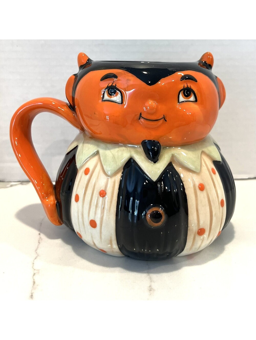 Johanna Parker Devil Pumpkin Mug Transpac Halloween Pumpkin Face Devil Mug